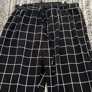 Drawstring Waist Plaid Print Pants
